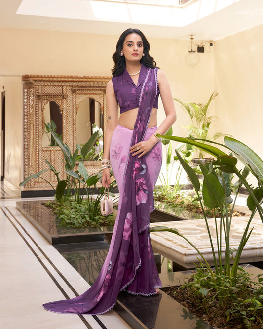 Purple Color Weightless Marble Saree - ETHNICDEAL