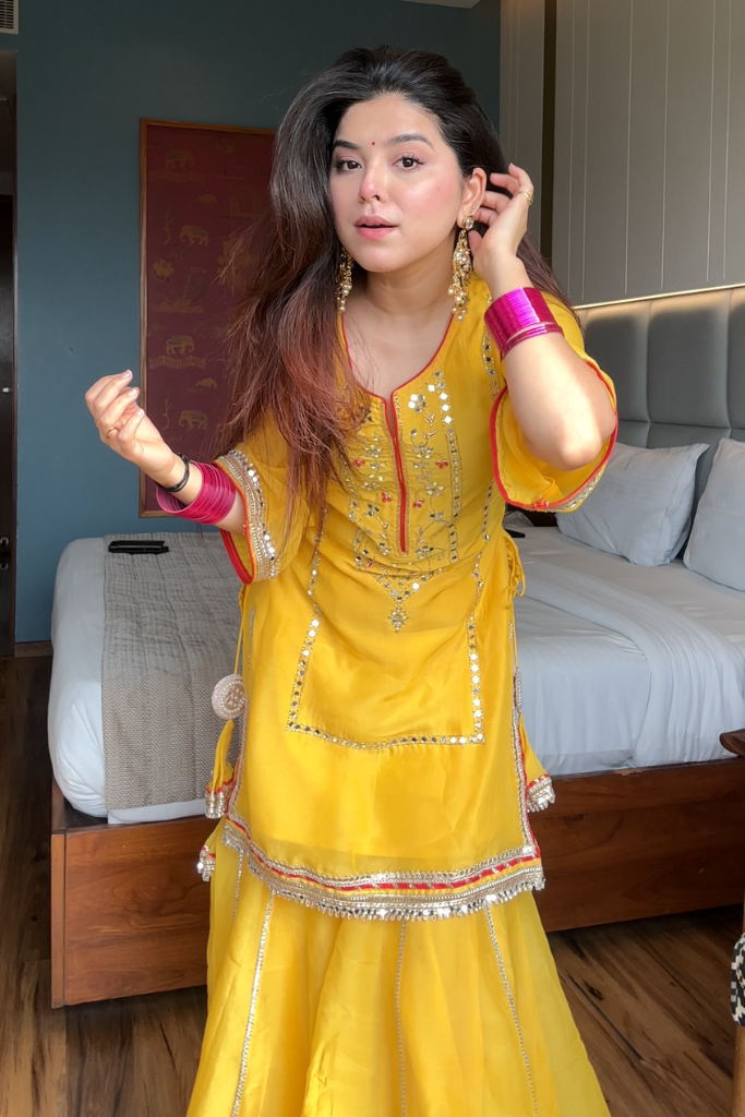 Naumya Neon Yellow Sharara Suit Set For Festive And Haldi Wear | Sharara Set For Women