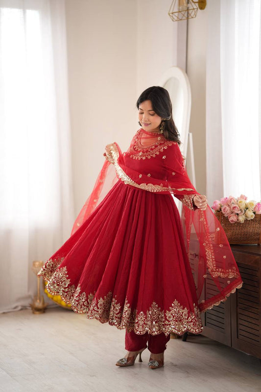 Weddings Wear Embroidery And Sequins Work Arti Chauhan Wear Anarkali Suit