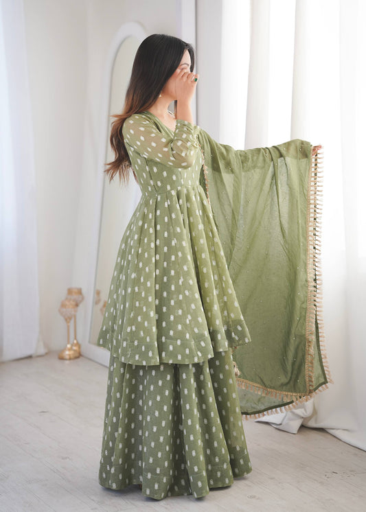 Radiant Charm: Flowing Dress Delight | Sharara Set For Women