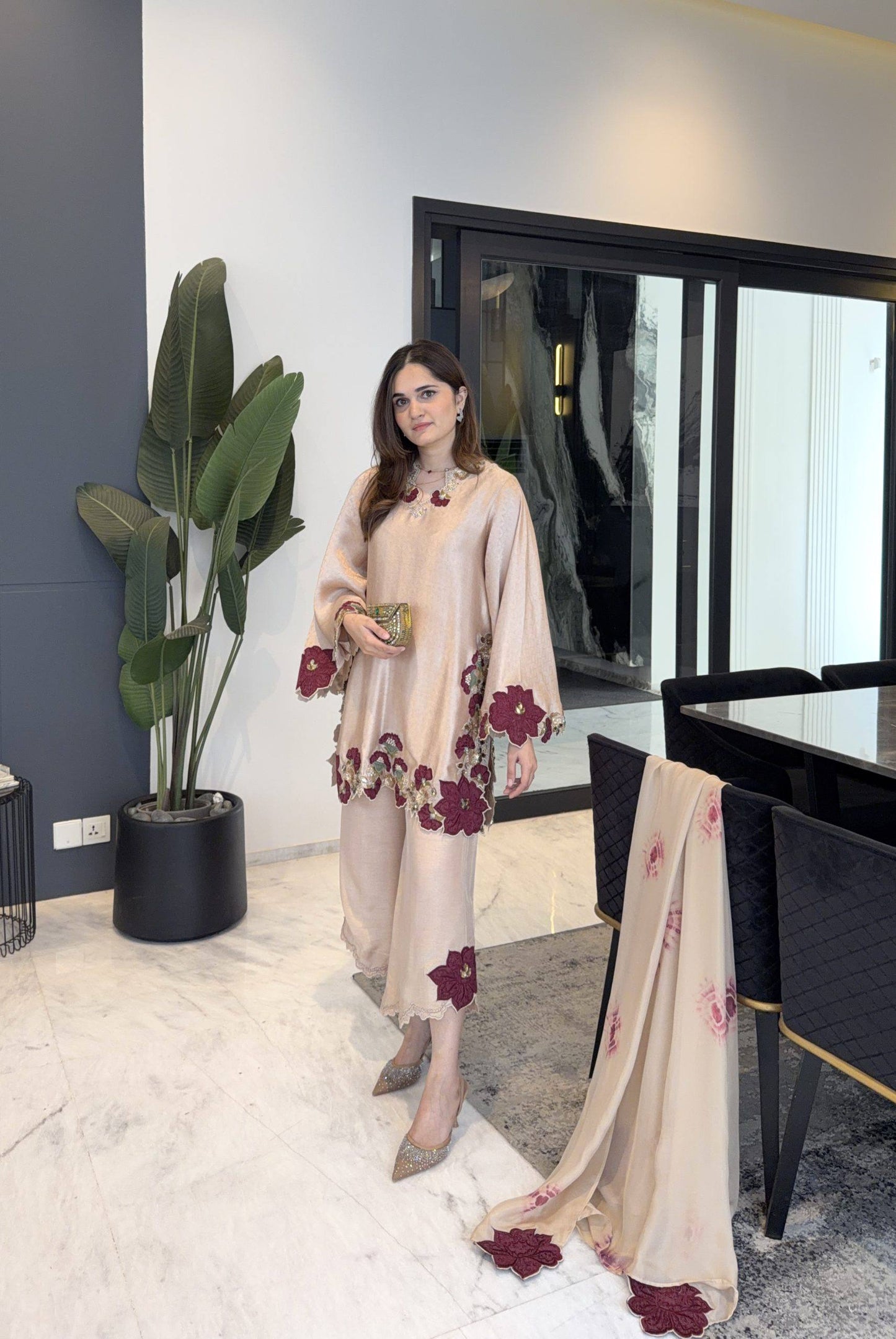 Elegant Blossom Silk Ensemble for Every Occasion | Sharara Set For Women