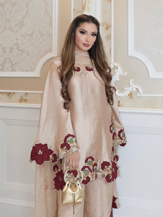 Elegant Blossom Silk Ensemble for Every Occasion | Sharara Set For Women