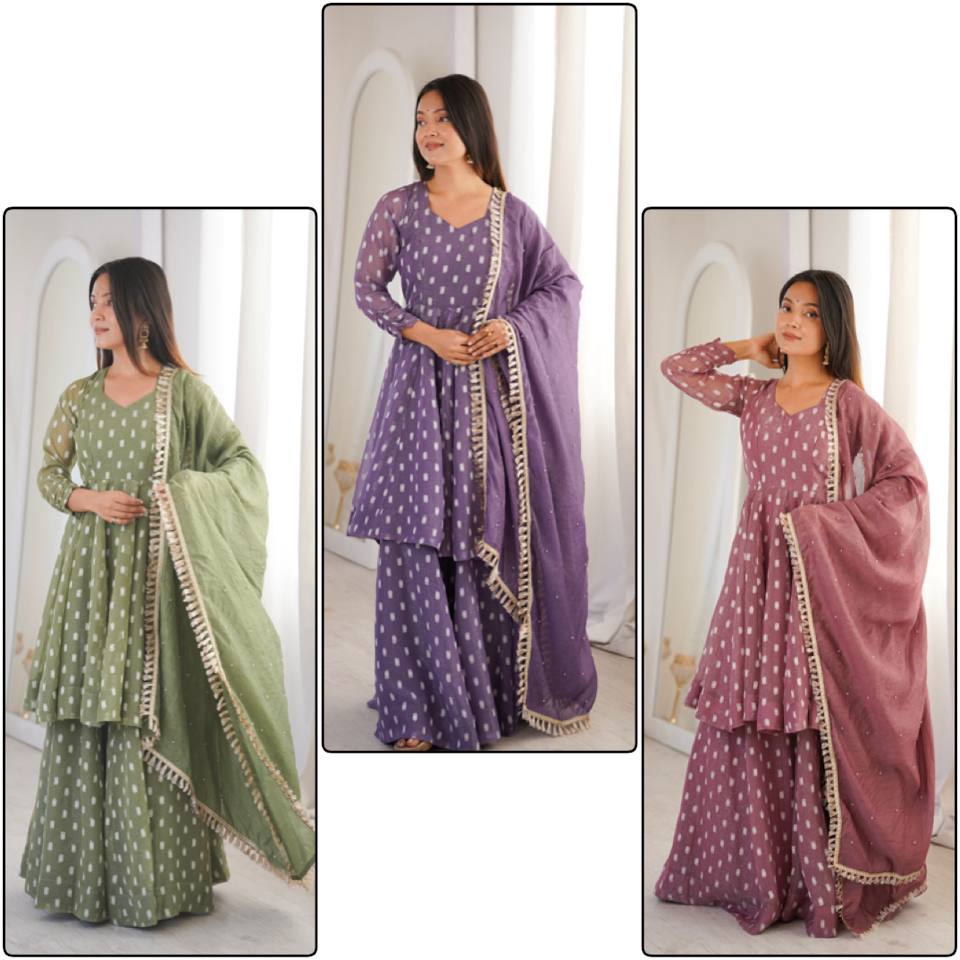 Radiant Charm: Flowing Dress Delight | Sharara Set For Women