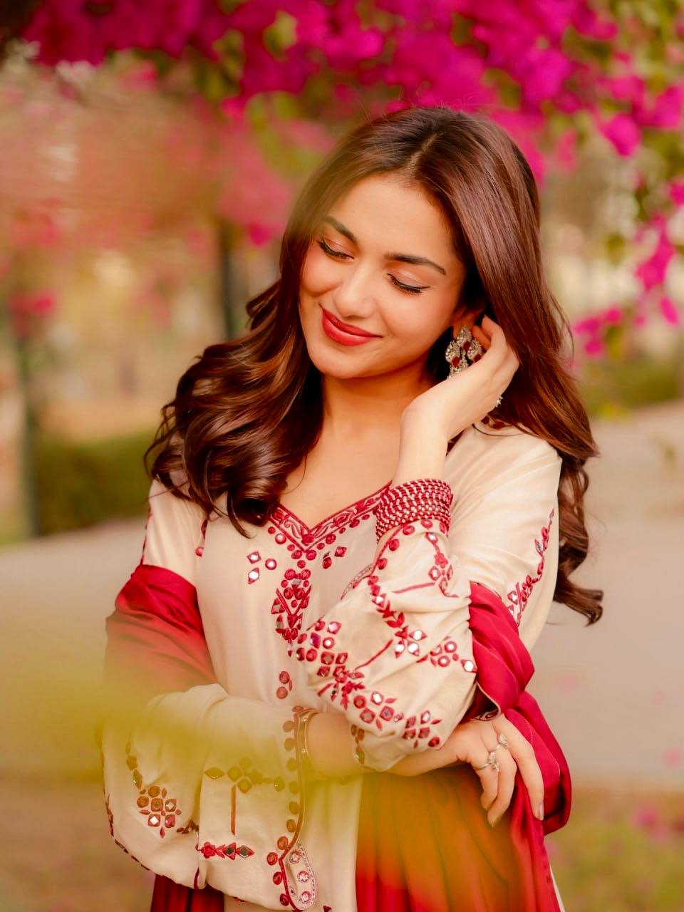 Function Wear Pink Color Thread Work Top With Harem Salwar Suit