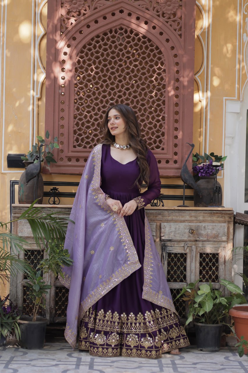 Adorable Designer Embroidered Zari Sequins Work Gown | Indian Party Wear Dress | Anarkali Suit For Women