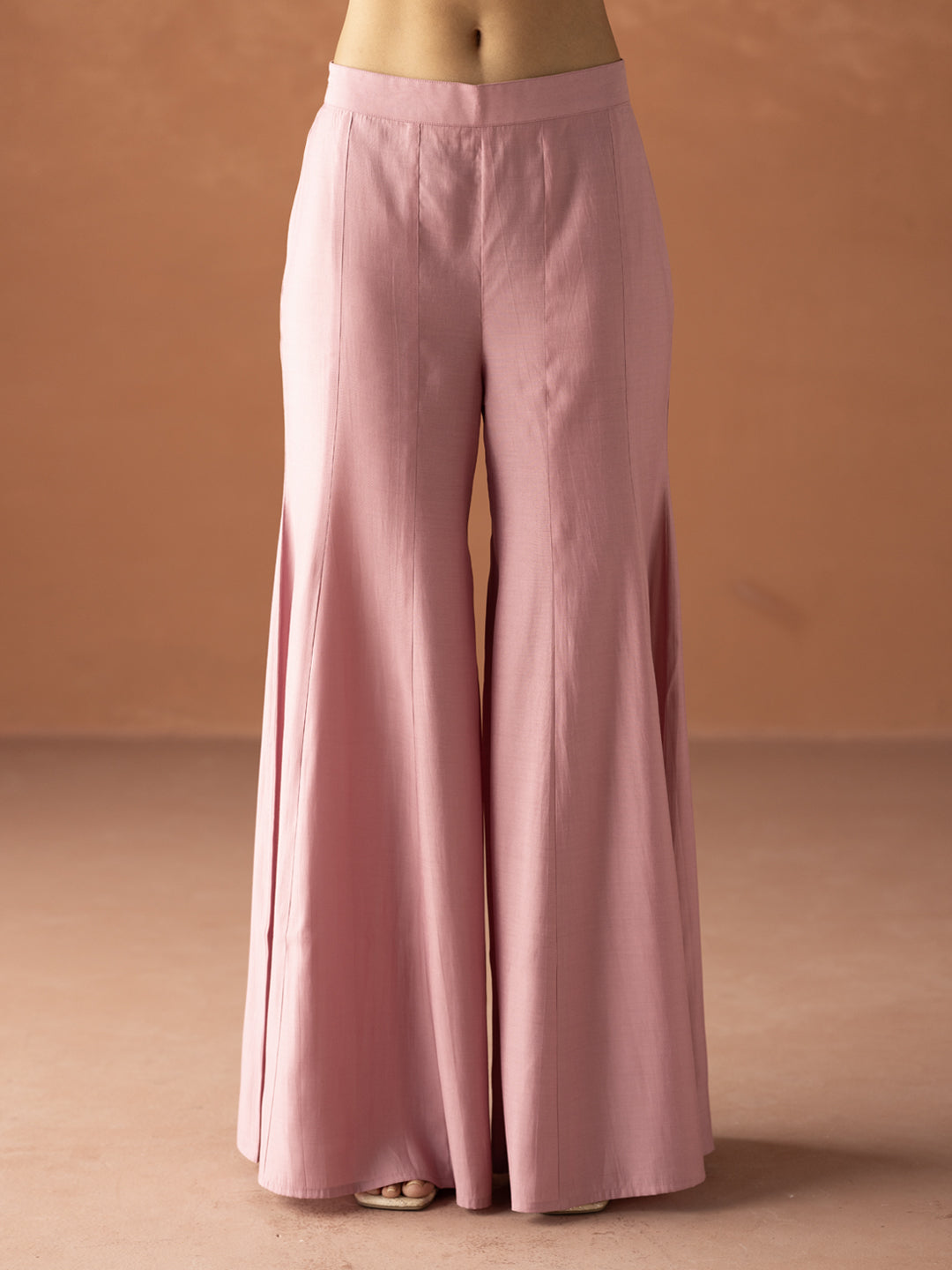 Light Pink Embroidered Organza Sharara Suit Set for Women