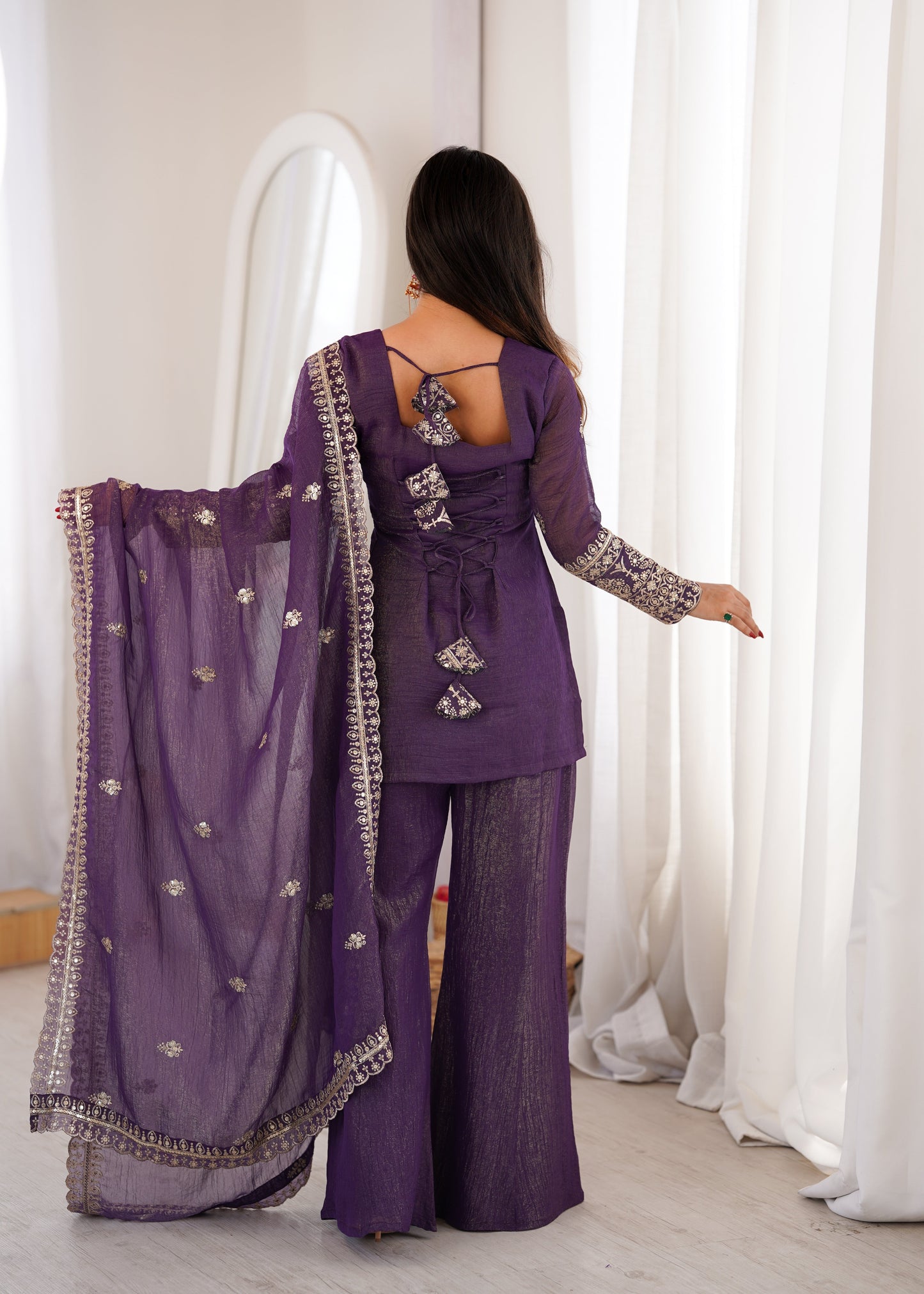 Royal purple elegance with graceful charm | Sharara Set For Women