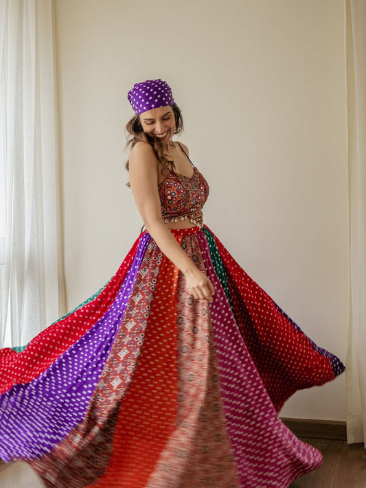 Premium Boutique Navratri Special Multicolored Faux Georgette Lehenga Choli - ETHNICDEAL