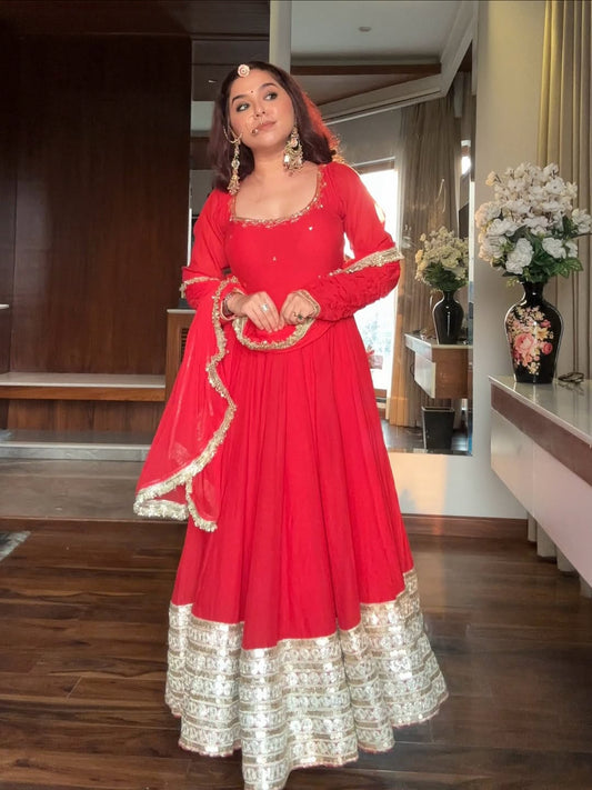 Premium Red Special Anarkali Gown For Women | Festive & Reception Wear Suit | Anarkali Suit For Women