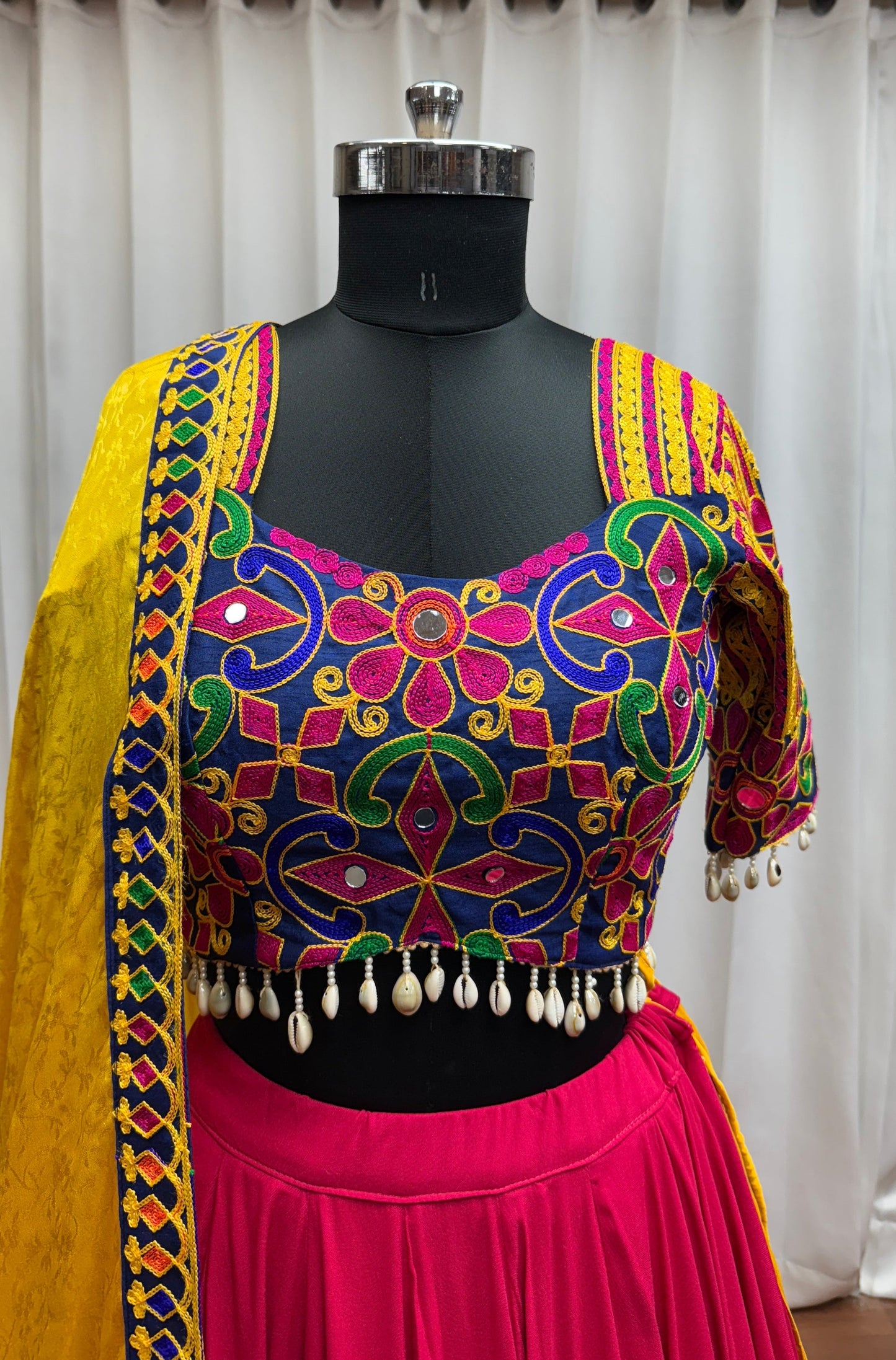 Multi Color Elegant Designer Navratri Stylish Viscose Cotton Lehenga Choli - ETHNICDEAL