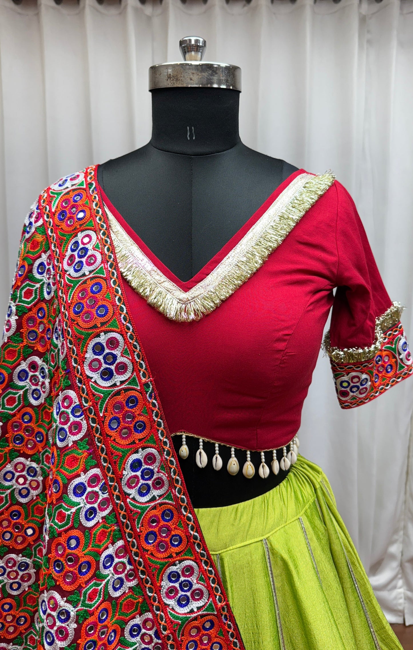 Fluorescent Green Stylish Designer Navratri Special Lehenga Choli - ETHNICDEAL