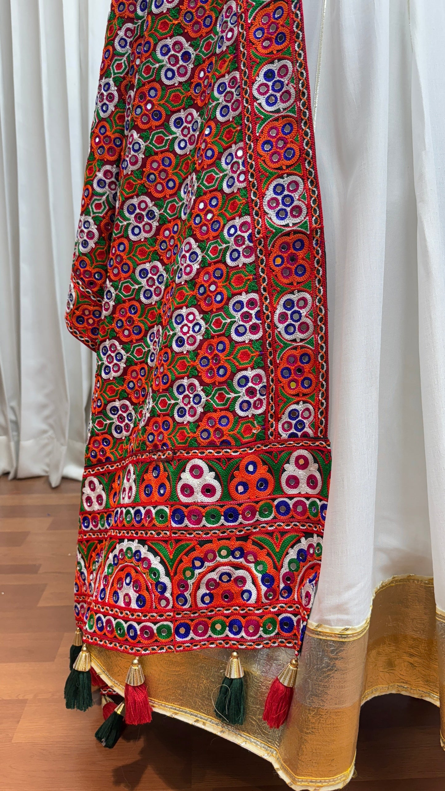 Beautiful White Designer Silk Navratri Special Lehenga Choli Set - ETHNICDEAL