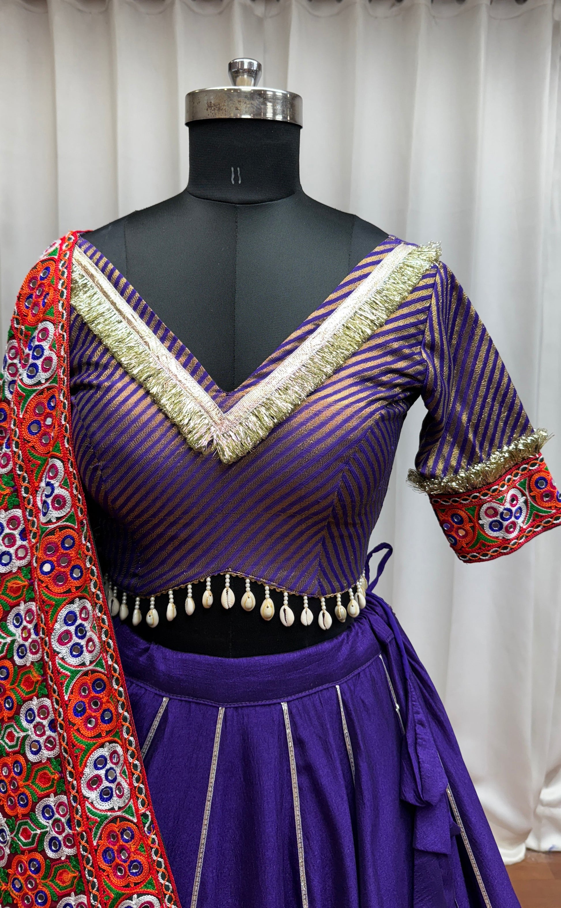 Purple Silk Tread Embroidered Designer Navratri Chaniya Choli Set - ETHNICDEAL