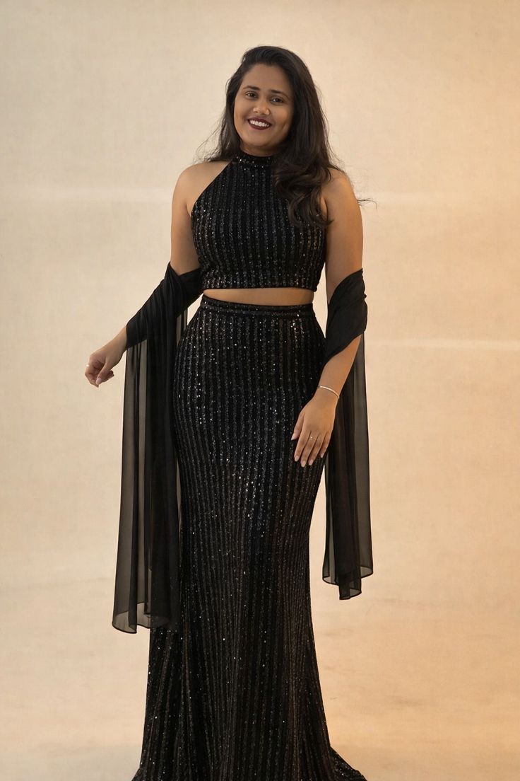 Glamorous Black Party Wear Fish Cut Lehenga For Women