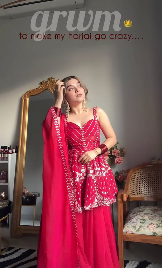 Wedding Wear Sharara Suit for Women | Heavy Embroidered Party Outfit