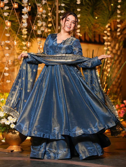 Function Wear Midnight Blue Flared Sharara Suit for Women | sharara suit for wedding | Sharara Set For Women
