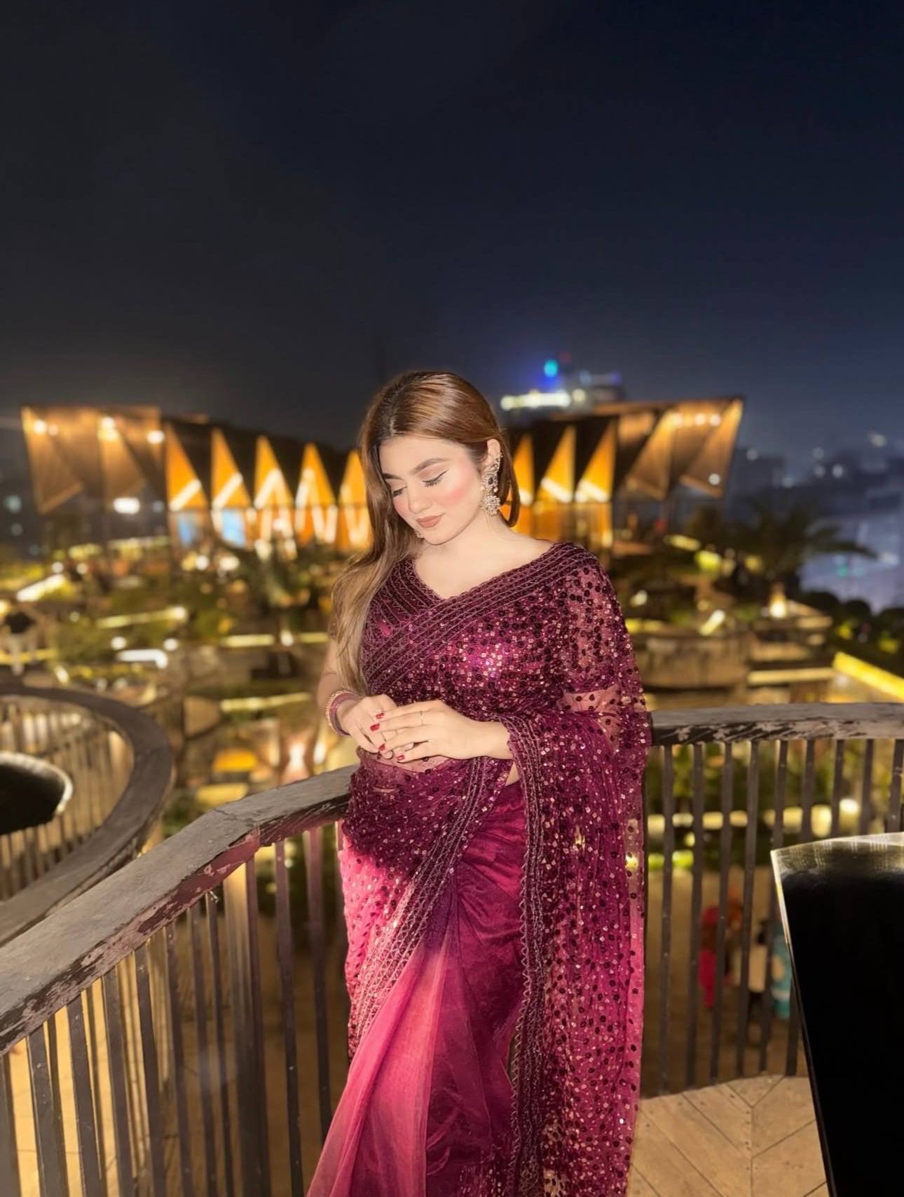 Party Wear Majestic Wine Net Sequins Work Saree For Women | Net Glitter Saree For Weddings