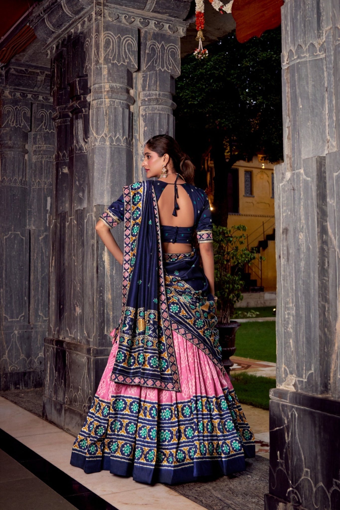 Traditional Ikkat Print Tussar Silk Designer Lehenga Choli - ETHNICDEAL