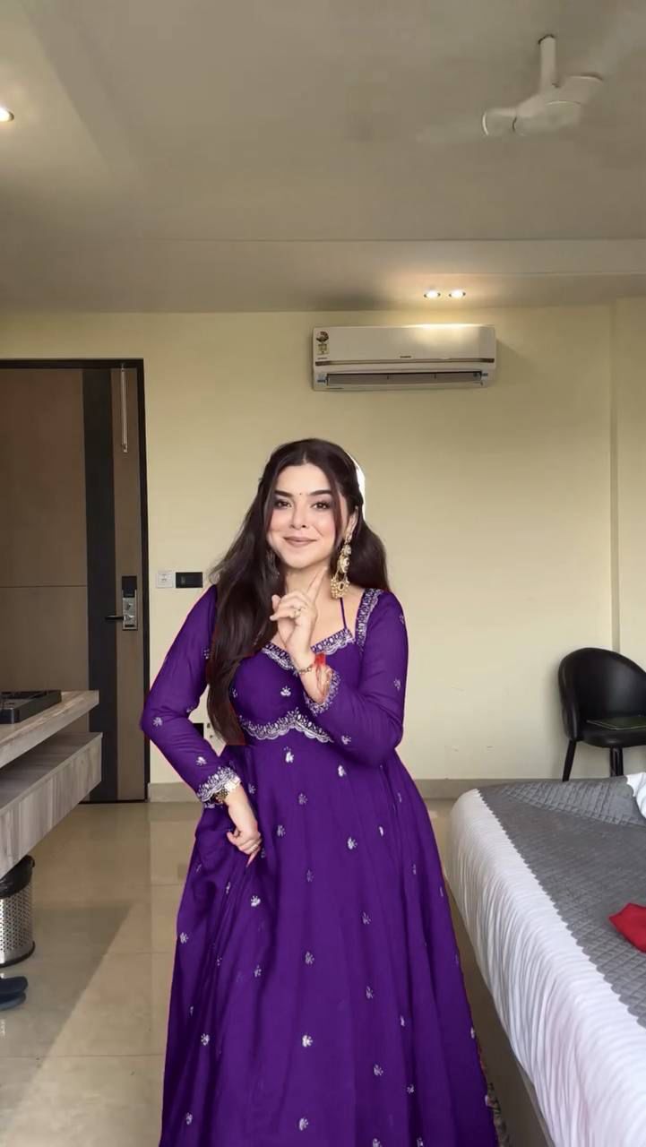 Red Chilli Slit Anarkali Premium Suit Set | Festive & Party Wear