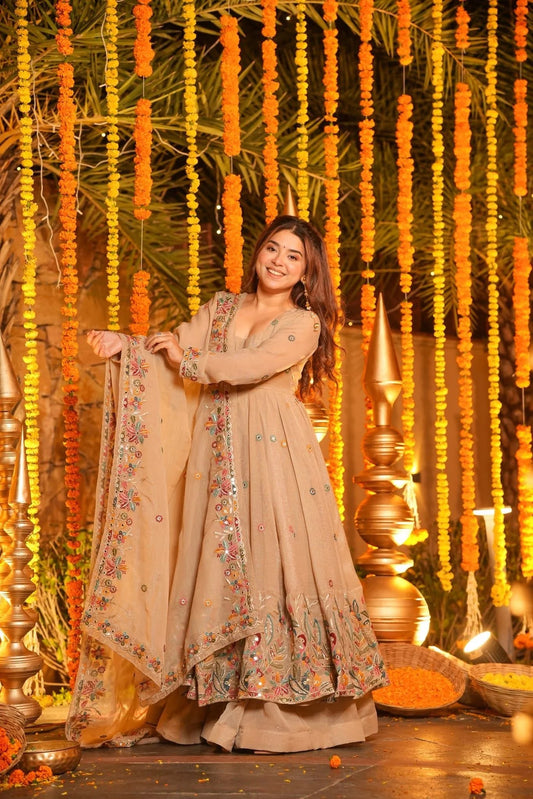 Wedding Wear Sharara Suit for Women | Soft Silk Sharara Set with Heavy Sequins Embroidery