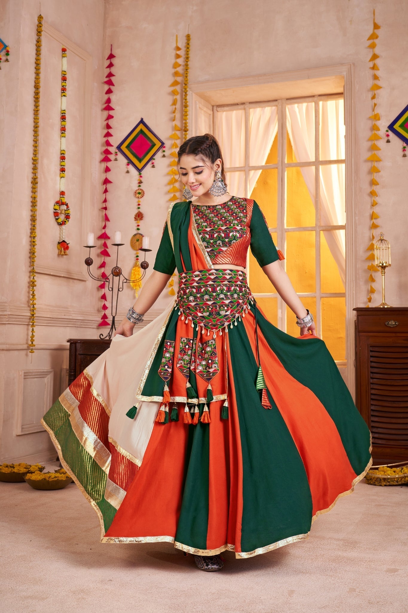 Beautiful Multi Color Classic Navratri Lehenga Choli Set - ETHNICDEAL