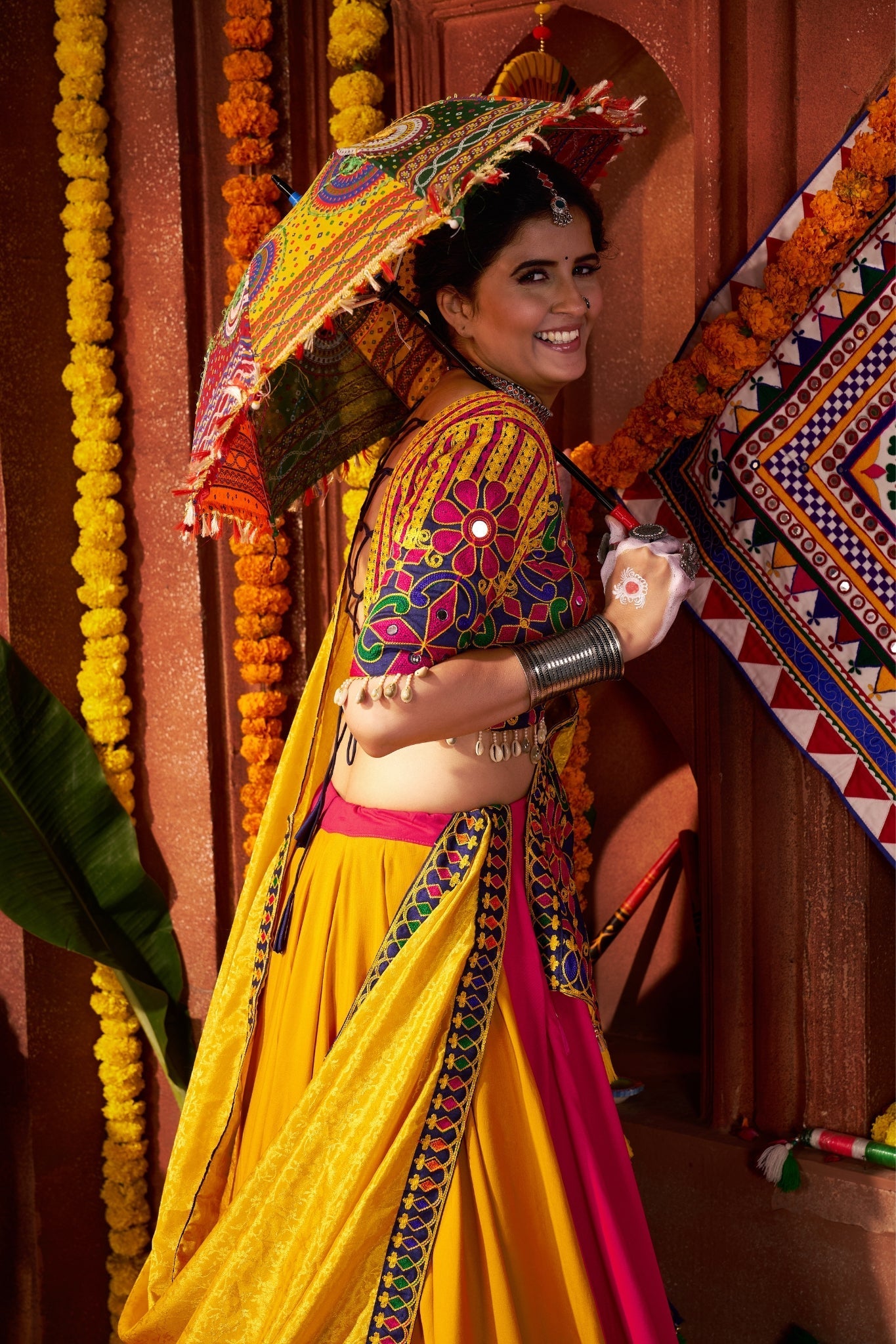 Multi Color Elegant Designer Navratri Stylish Viscose Cotton Lehenga Choli - ETHNICDEAL