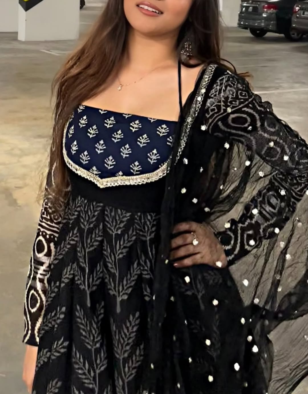 Party Wear Navy Blue Anarkali Gown For Women