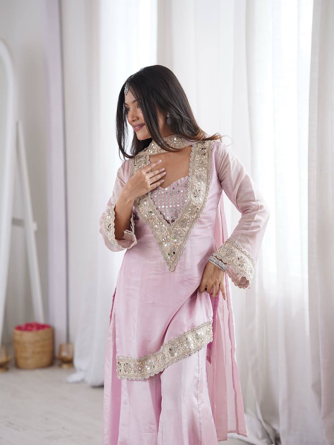 Festive Wear Pink Sharara Set For Women