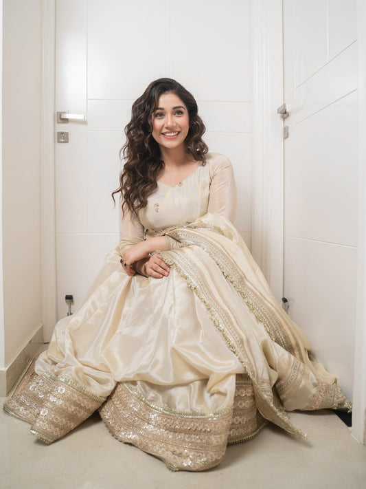 Festive Wear Chinon Anarkali Suit For Women |  White Anarkali Suit For Women