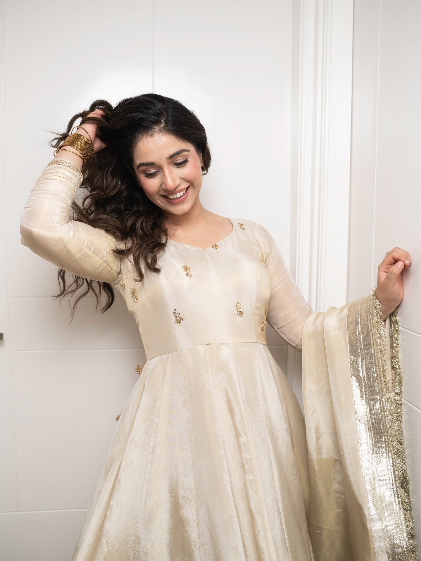 Festive Wear Chinon Anarkali Suit For Women |  White Anarkali Suit For Women