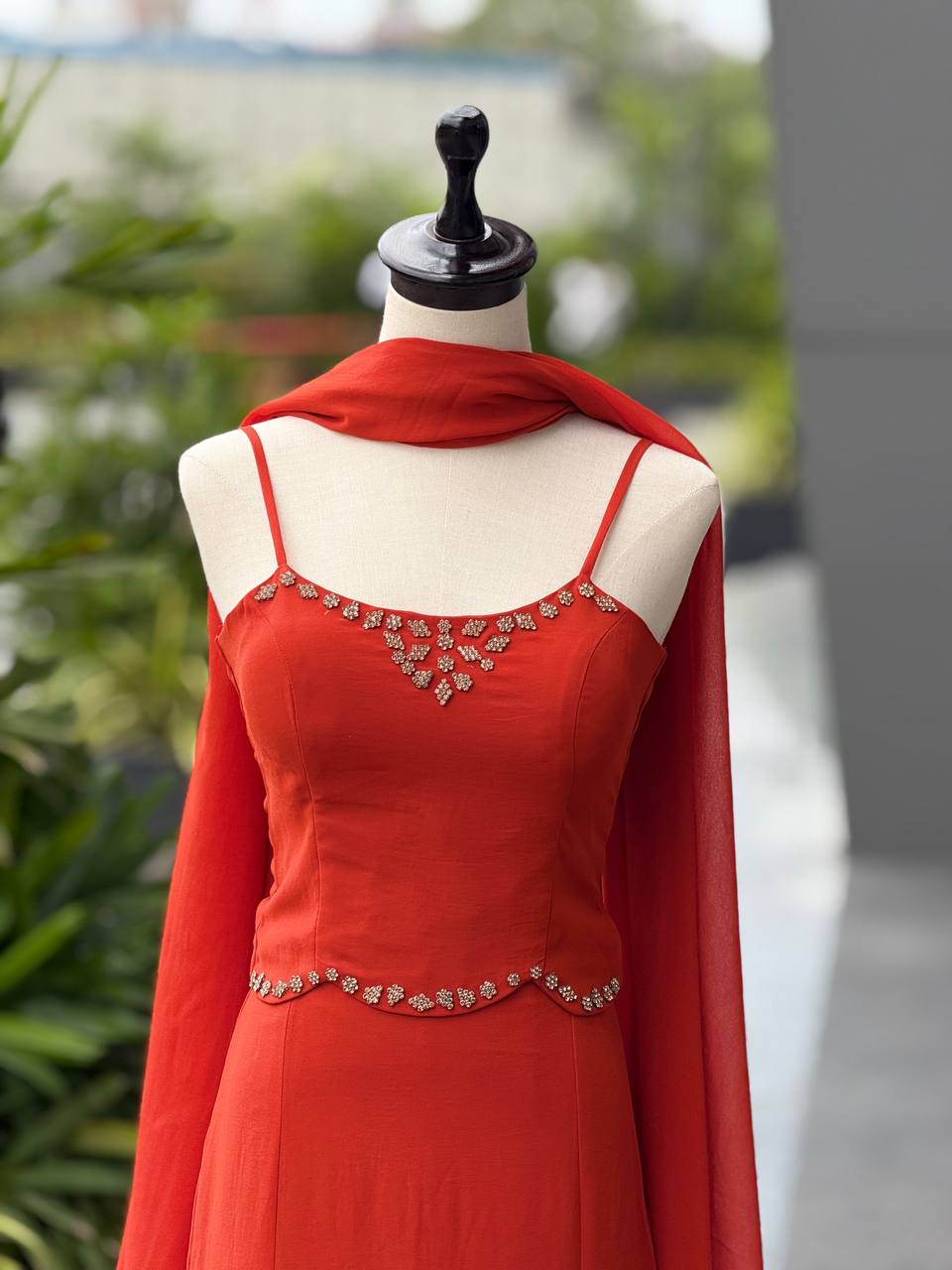 90’s Style Red Fish Cut Lehenga Choli for Women