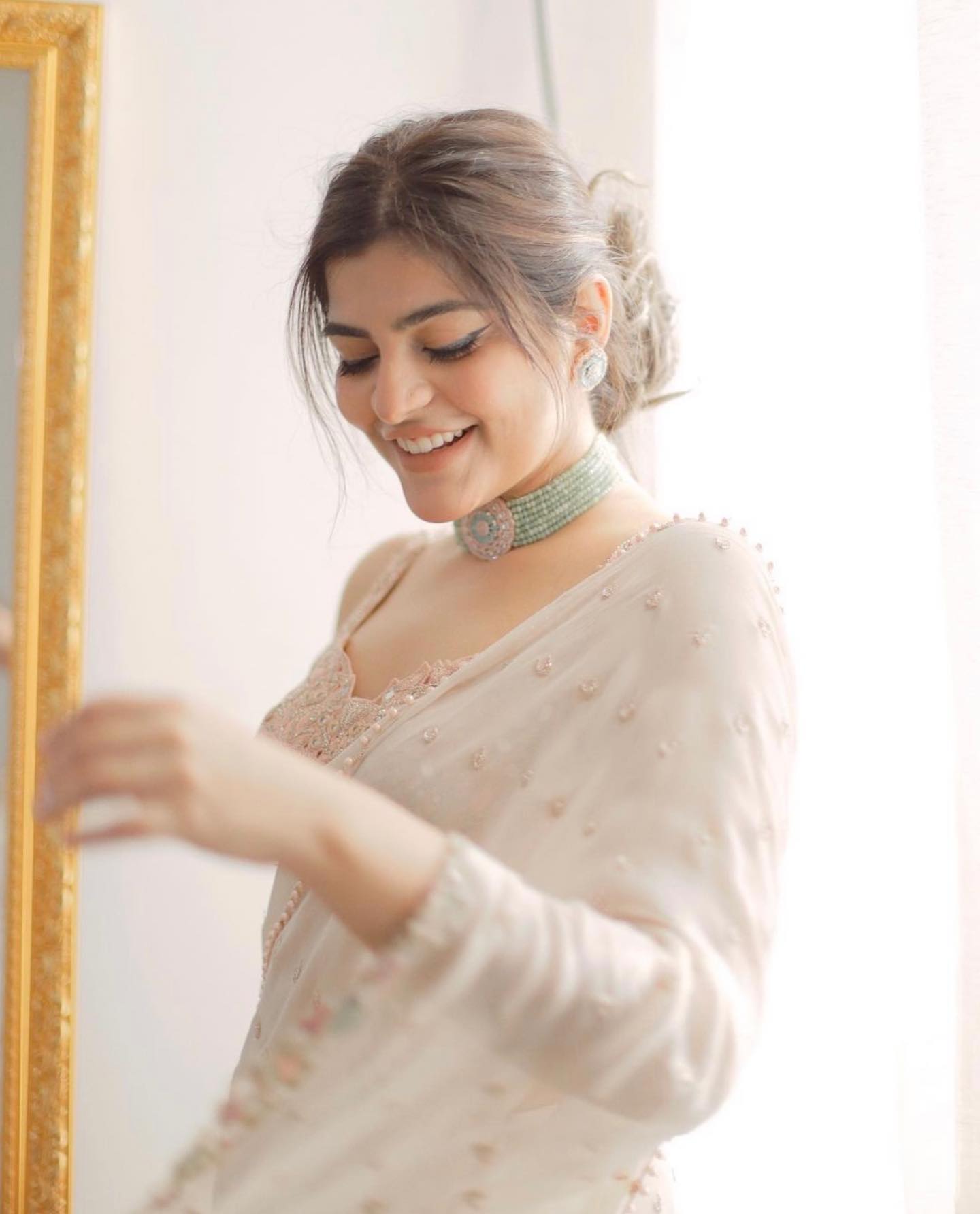 Party Wear Real Mirror Work Ready To Wear Saree For Wedding