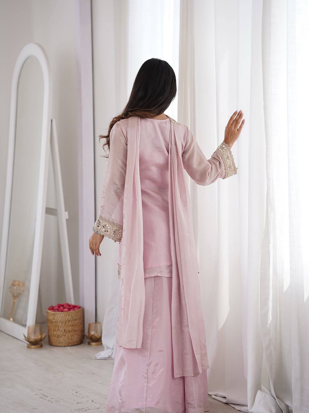 Festive Wear Pink Sharara Set For Women