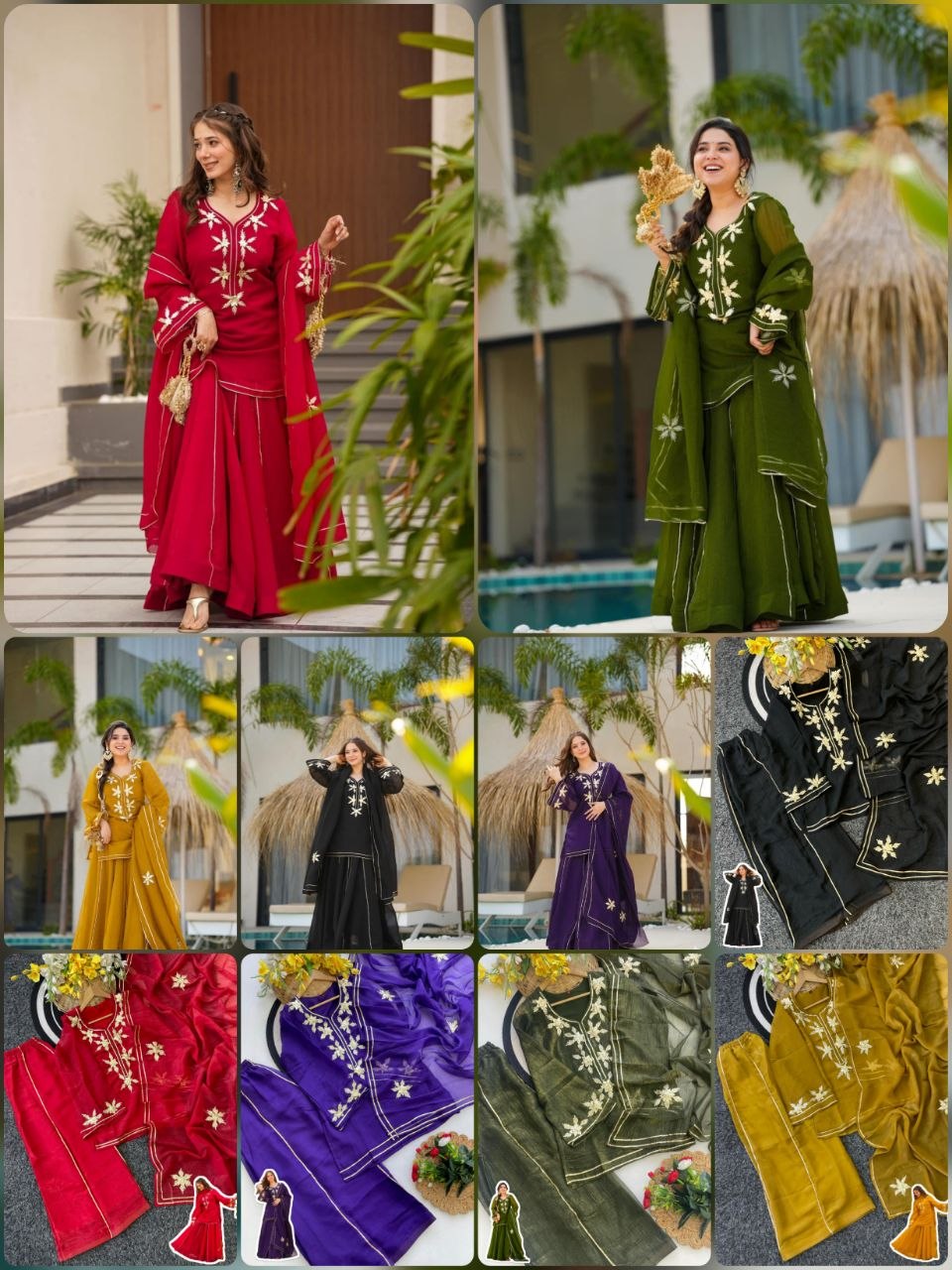 Wedding Wear Chiffon Gota Patti Work Sharara Suit