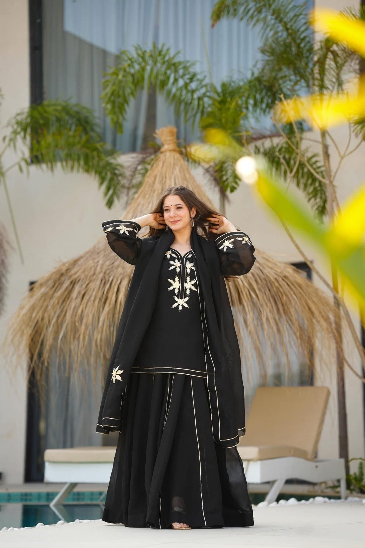 Wedding Wear Chiffon Gota Patti Work Sharara Suit