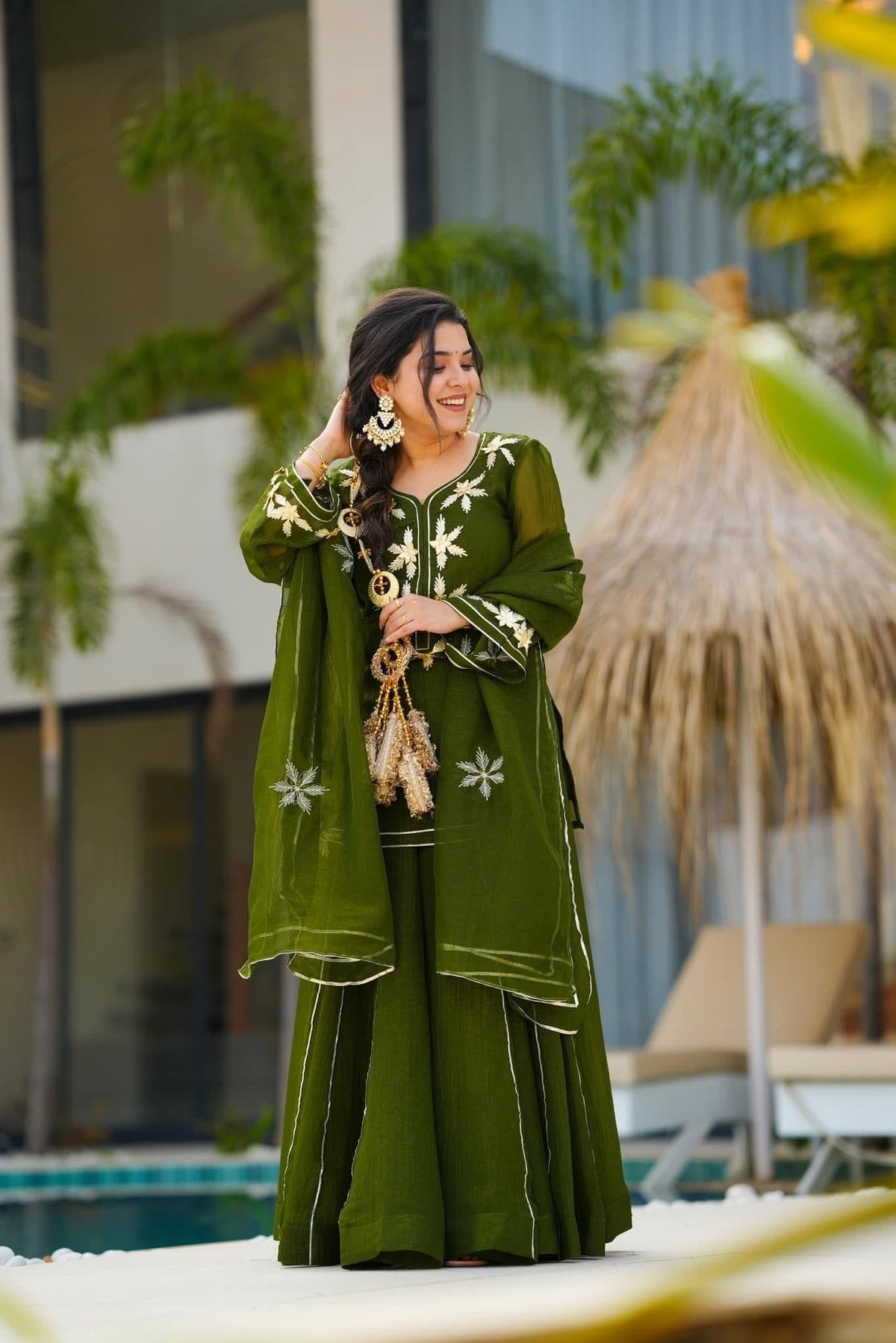 Wedding Wear Chiffon Gota Patti Work Sharara Suit