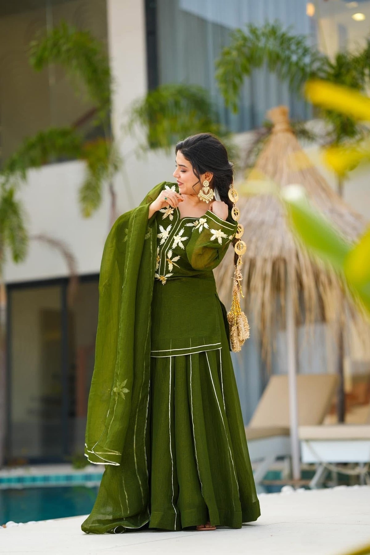 Wedding Wear Chiffon Gota Patti Work Sharara Suit