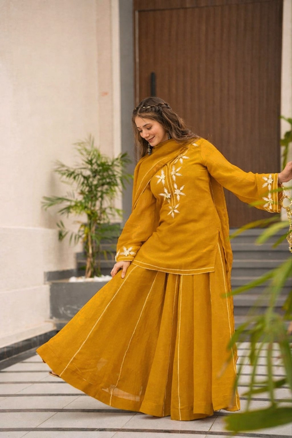 Wedding Wear Chiffon Gota Patti Work Sharara Suit