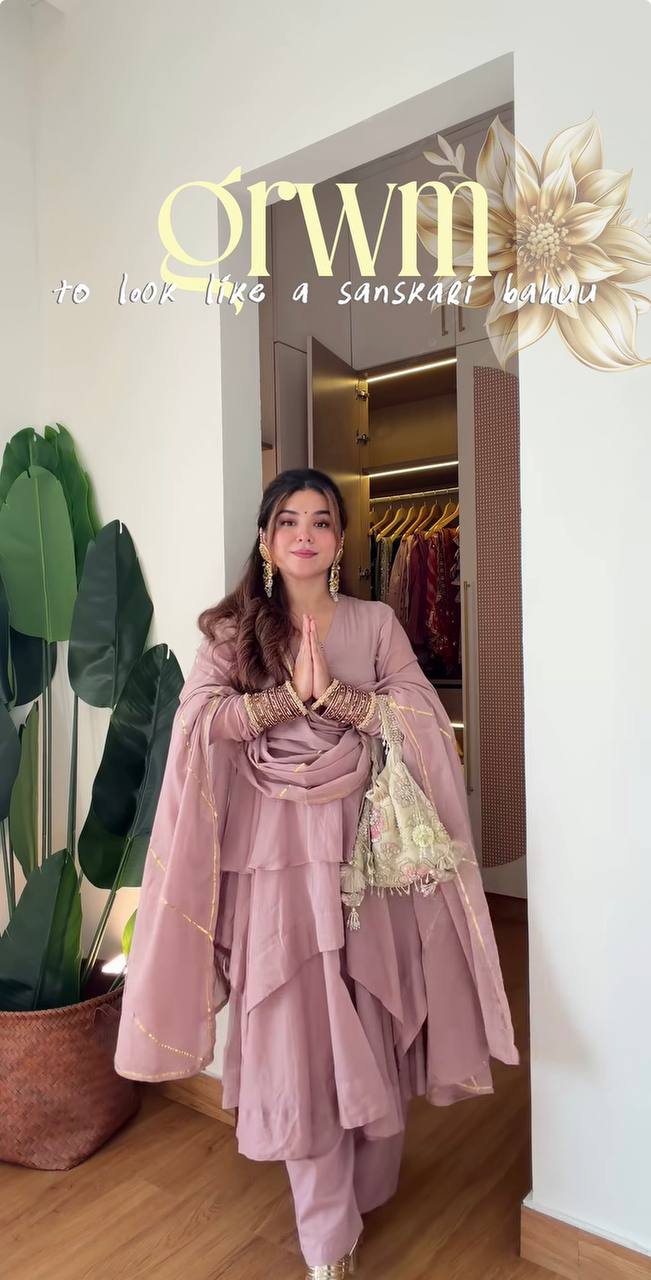 Designer Peach Color Chanderi Full-Flair Sharara Palazzo Set