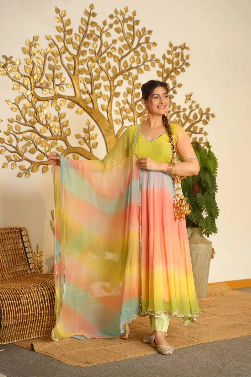 Designer Digital Printed Faux Georgette Anarkali Suit