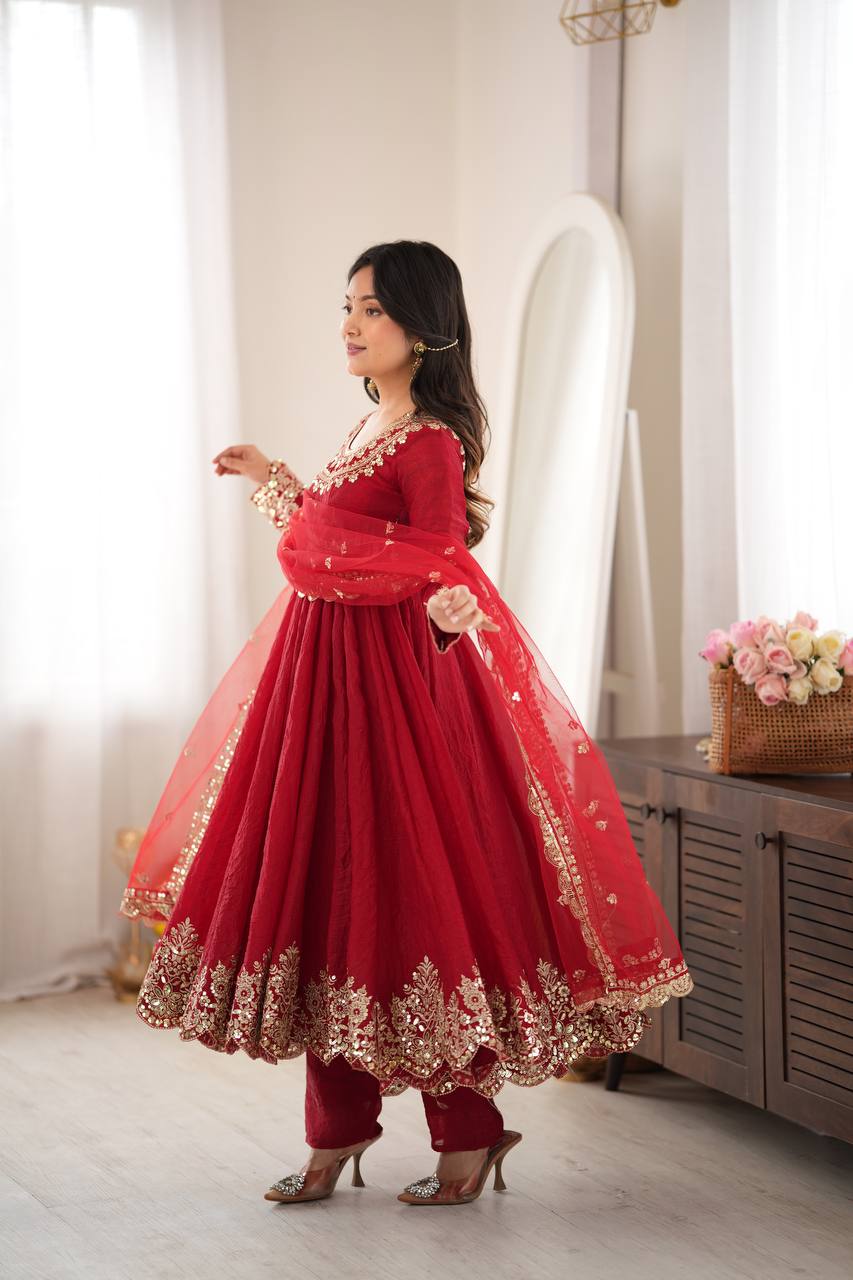 Weddings Wear Embroidery And Sequins Work Arti Chauhan Wear Anarkali Suit