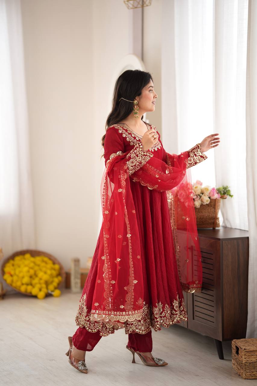 Weddings Wear Embroidery And Sequins Work Arti Chauhan Wear Anarkali Suit