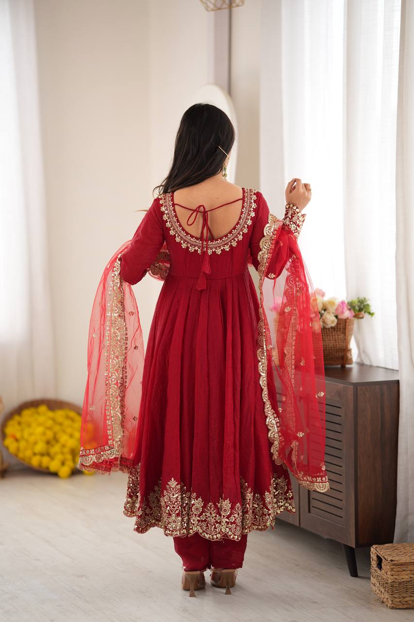 Weddings Wear Embroidery And Sequins Work Arti Chauhan Wear Anarkali Suit
