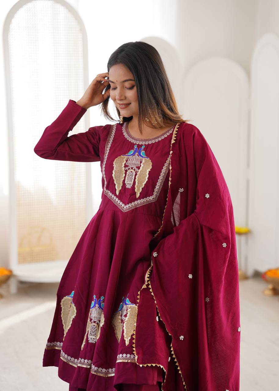Arti Chauhan Wear Pink Color Roman Silk Embroidery Sequins Designer Palazzo Suit