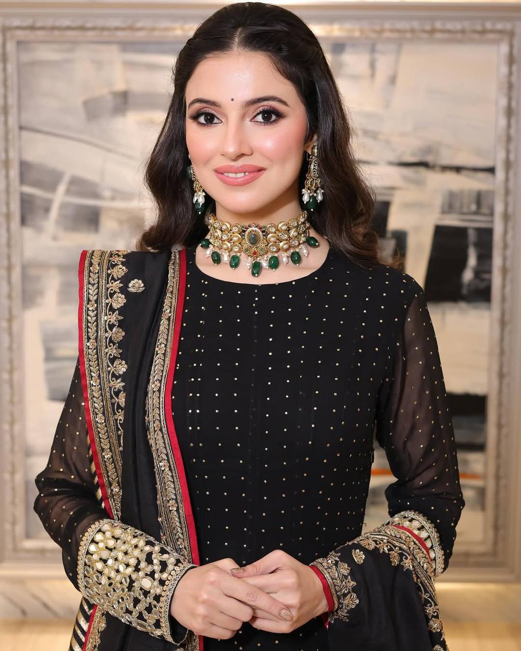 Wedding Wear Black Color Embroidery Zari Work Anarkali Gown