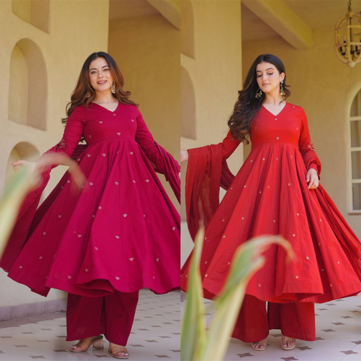 ✨ Premium Roman Silk Anarkali Suit Set – Luxury Heavy Embroidery Collection ✨