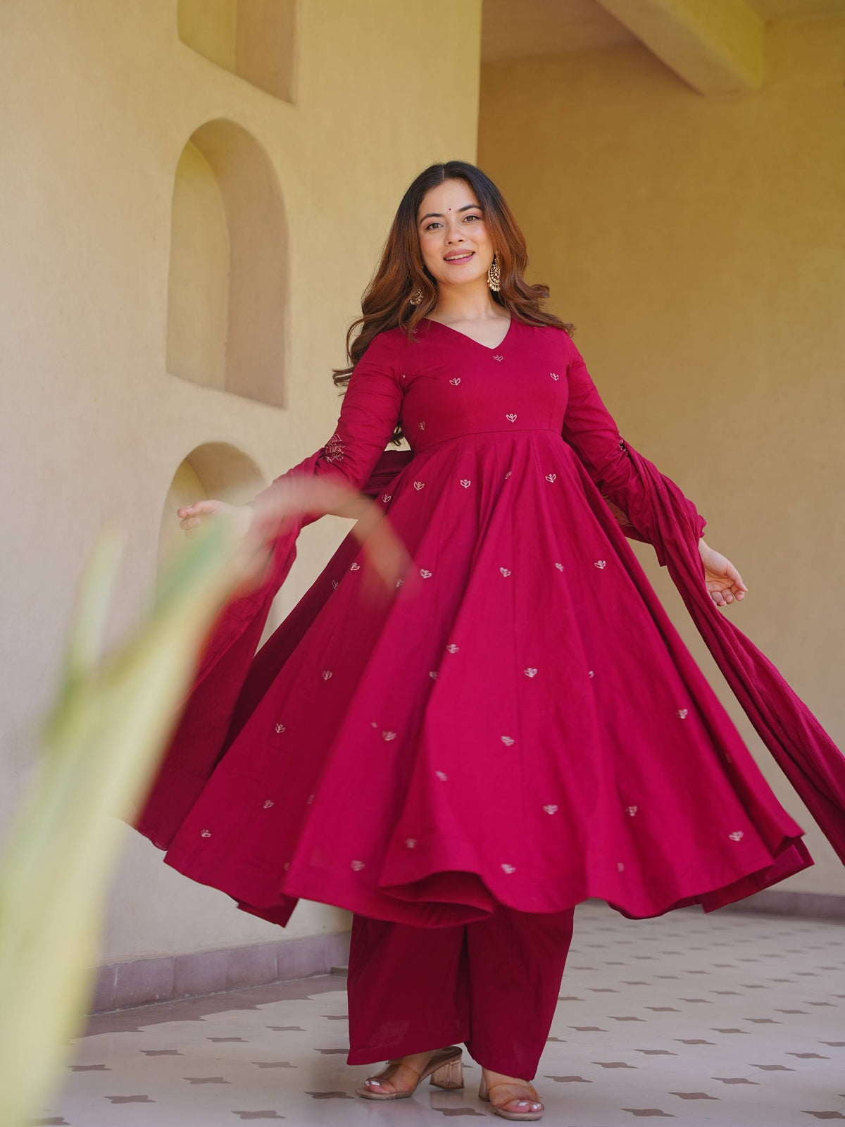 Party Wear Heavy Embroidery Work Silk Anarkali Suit
