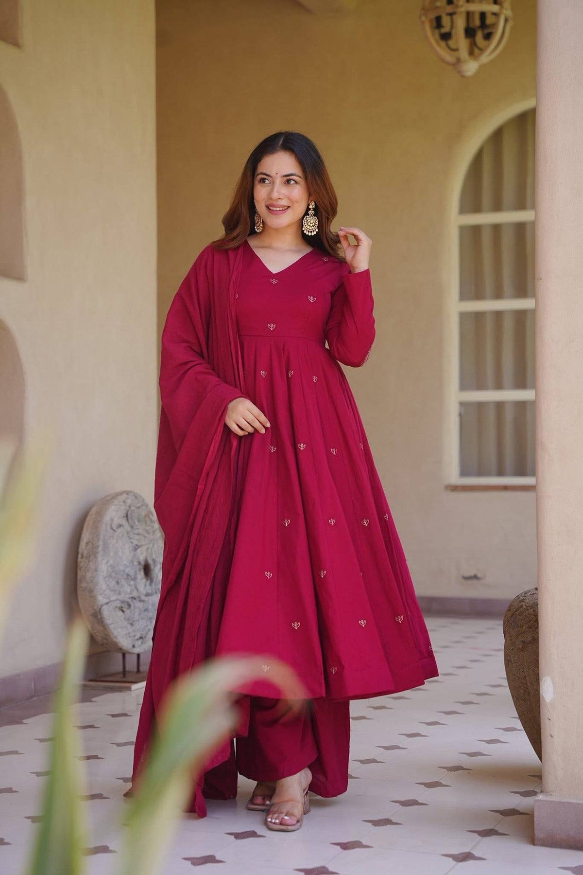 Party Wear Heavy Embroidery Work Silk Anarkali Suit