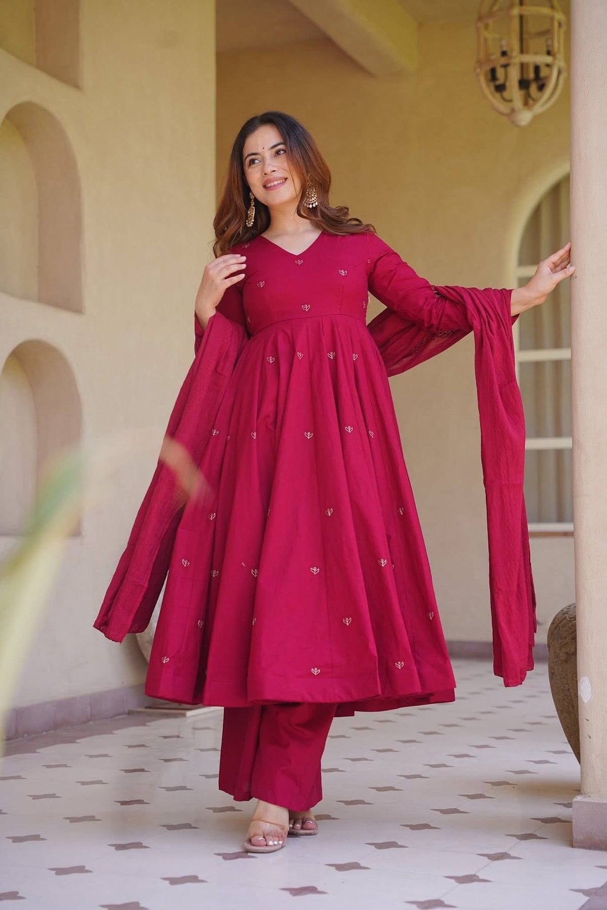 Party Wear Heavy Embroidery Work Silk Anarkali Suit