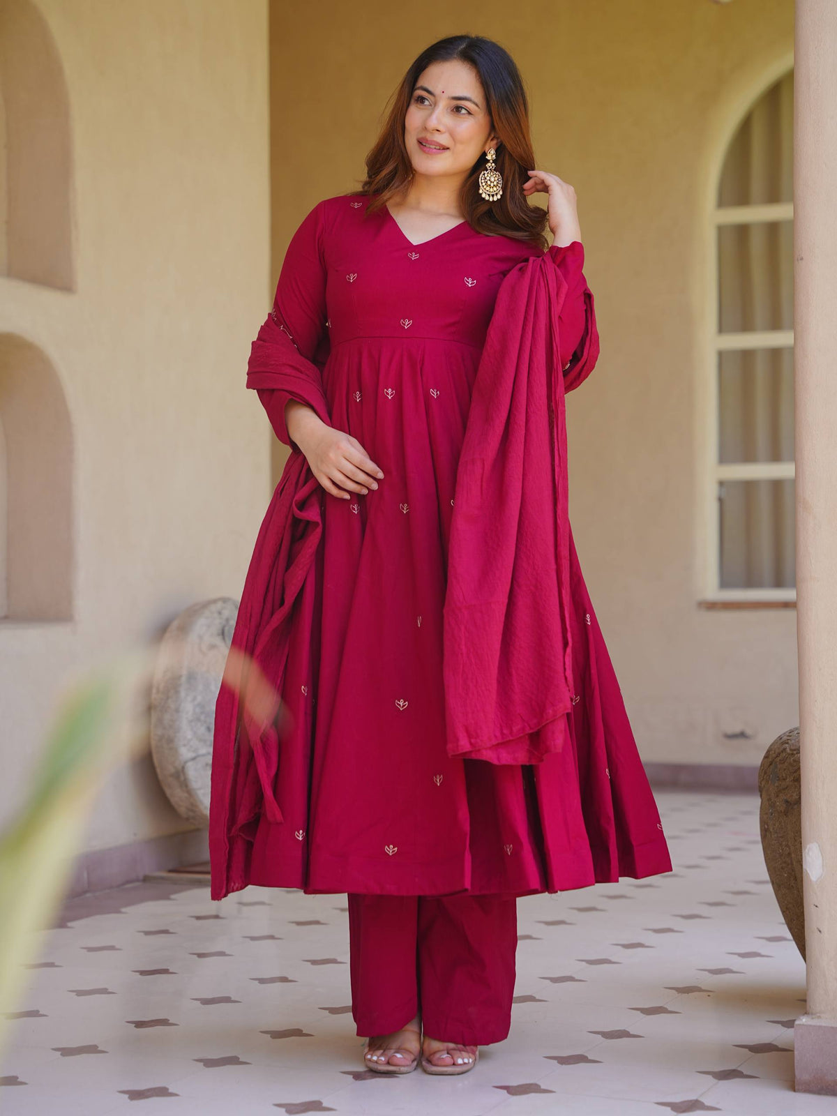 Party Wear Heavy Embroidery Work Silk Anarkali Suit